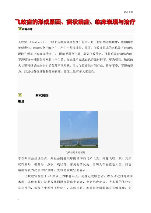 飞蚊症的形成原因、病状病症、临床表现与治疗