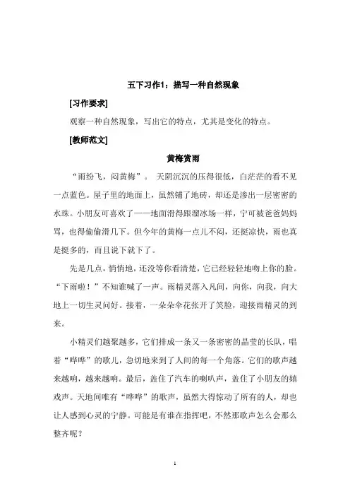 苏教版五年级下册习作教案及例文__很有价值