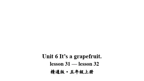 2020-2021学年人教精通版英语五年级上册unit 6 It's a grapefruit. lesson 31-lesson 32课件