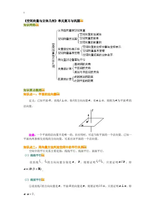 《空间向量与立体几何》单元复习与巩固