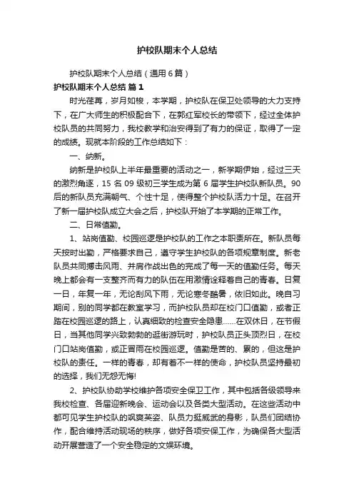 护校队期末个人总结
