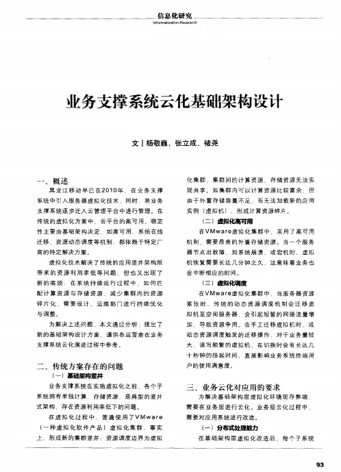 业务支撑系统云化基础架构设计