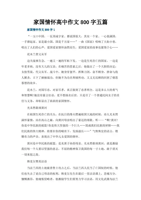 家国情怀高中作文800字五篇