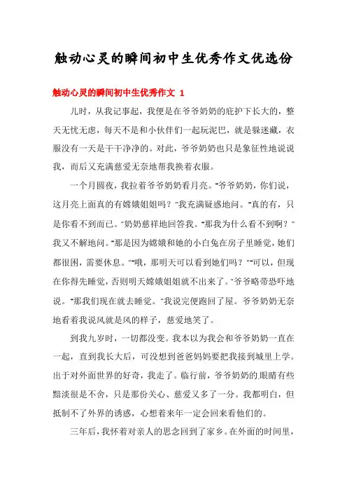触动心灵的瞬间初中生优秀作文优选份