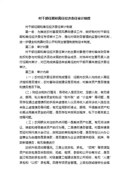 村干部任期和离任经济责任审计制度
