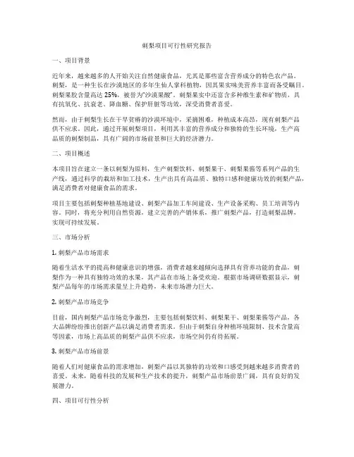 刺梨项目可行性研究报告