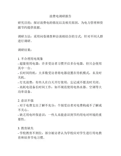 浪费电调研报告