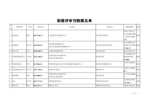 职称评审刊物黑名单