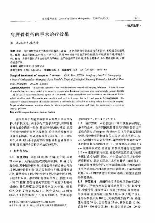 肩胛骨骨折的手术治疗效果 2