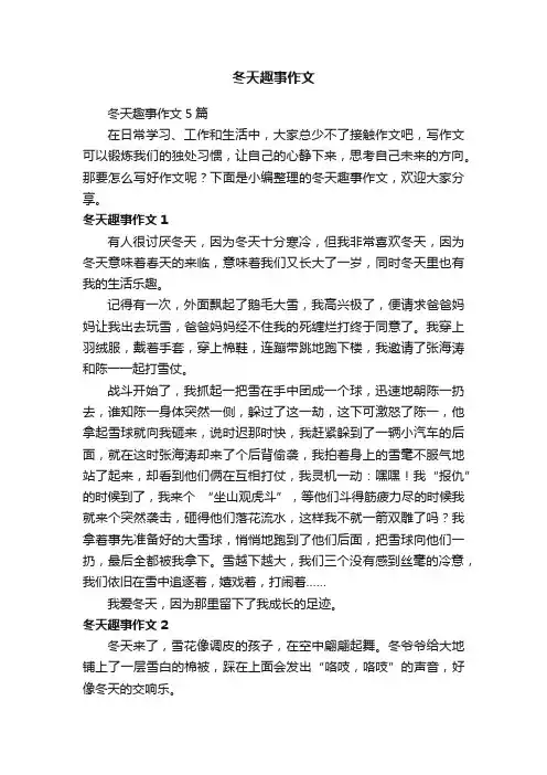 冬天趣事作文5篇