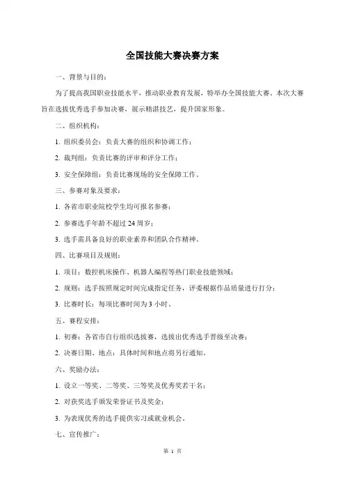 全国技能大赛决赛方案