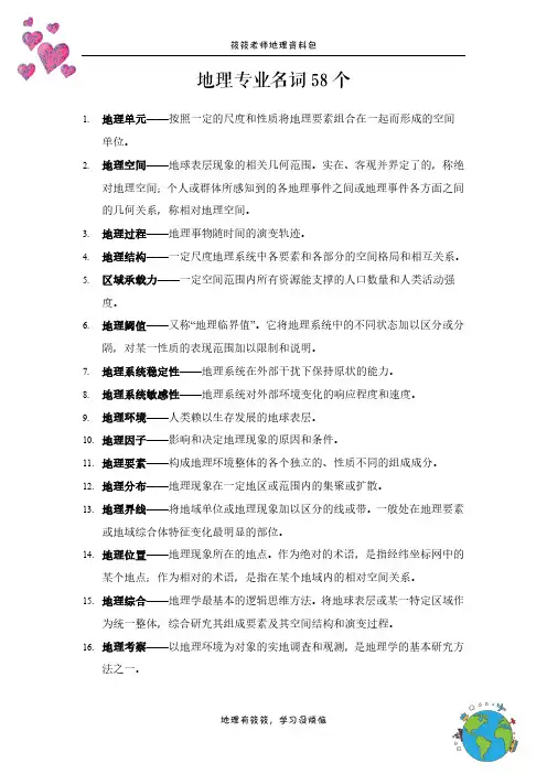 高中地理专业名词58个