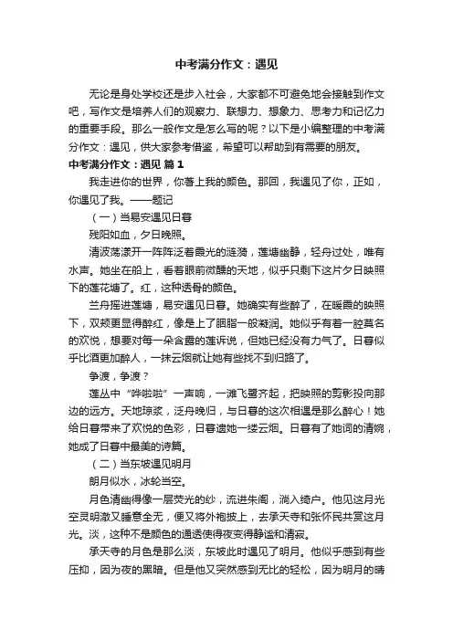 中考满分作文：遇见（通用31篇）