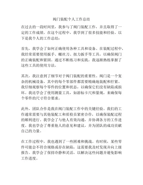 阀门装配个人工作总结