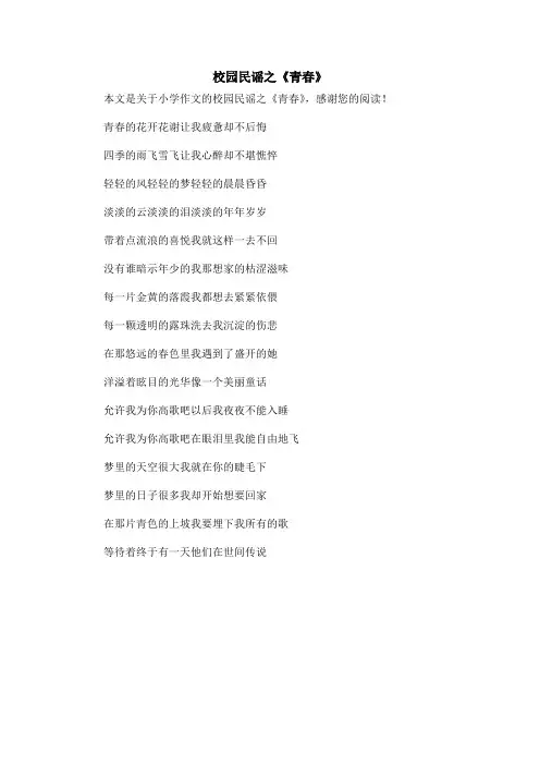 校园民谣之《青春》_小学作文