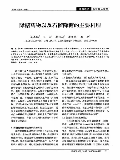 降糖药物以及石榴降糖的主要机理