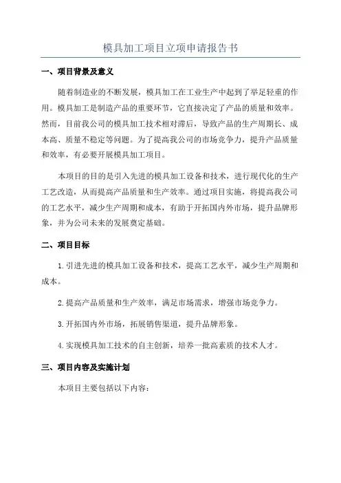 模具加工项目立项申请报告书