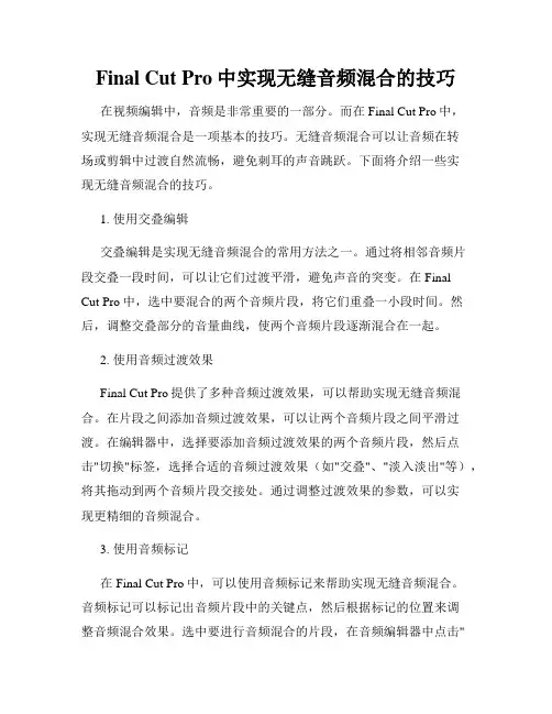 Final Cut Pro中实现无缝音频混合的技巧