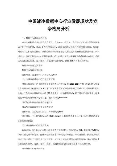 中国液冷数据中心行业发展现状及竞争格局分析