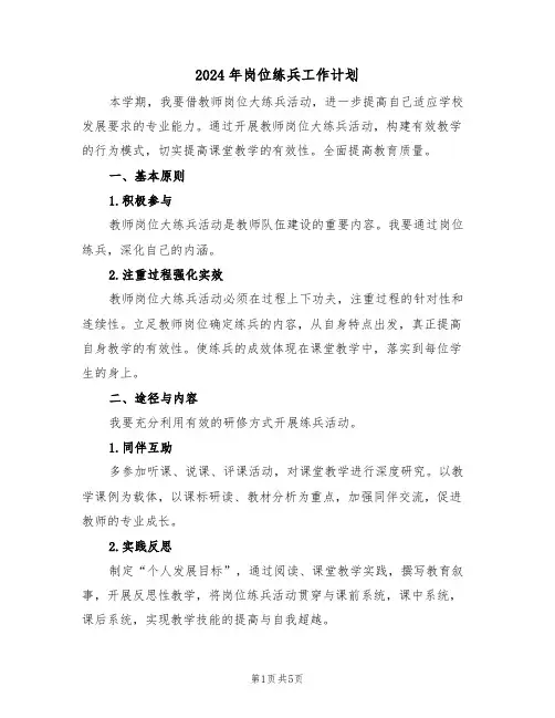 2024年岗位练兵工作计划（二篇）