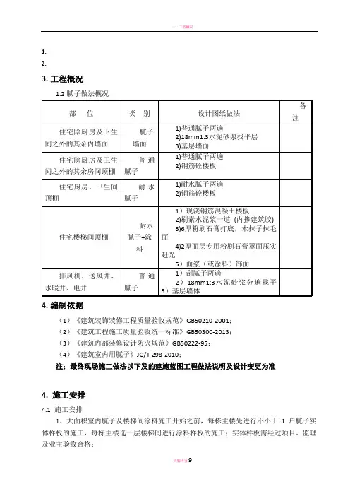 室内腻子施工方案