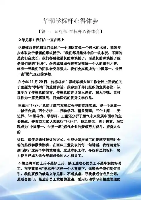华润学标杆心得体会
