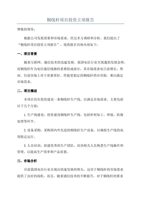 铜线杆项目投资立项报告