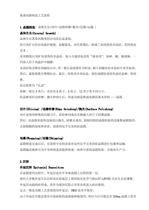 集成电路制造工艺流程