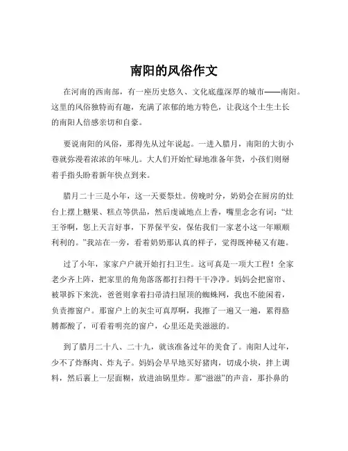南阳的风俗作文