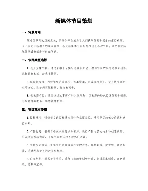 新媒体节目策划