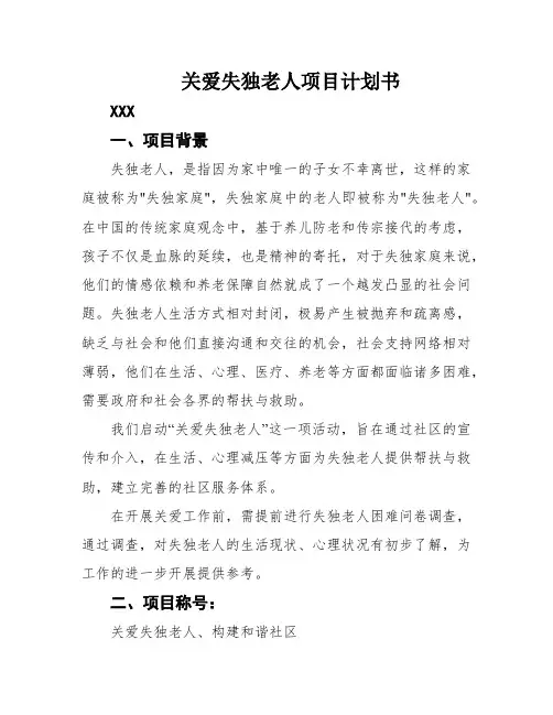 关爱失独老人项目计划书