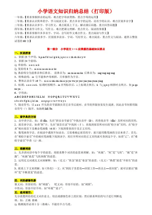 (超详)小学语文知识点归纳汇总