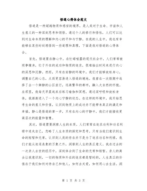 悟道心得体会范文
