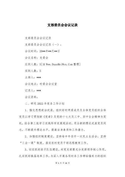 支部委员会会议记录 4