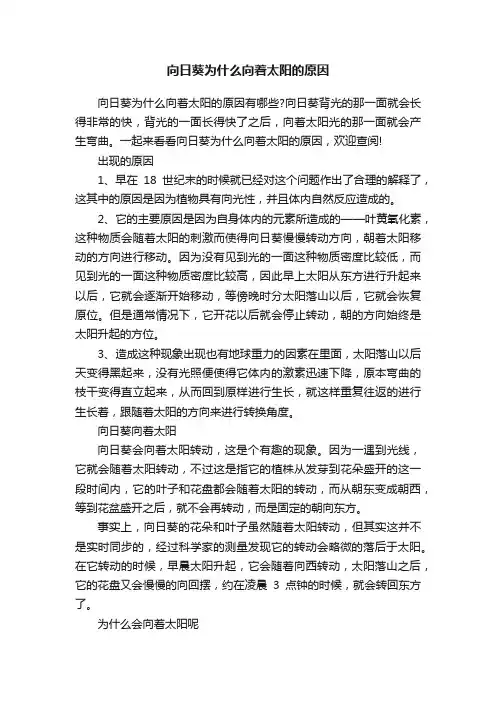 向日葵为什么向着太阳的原因