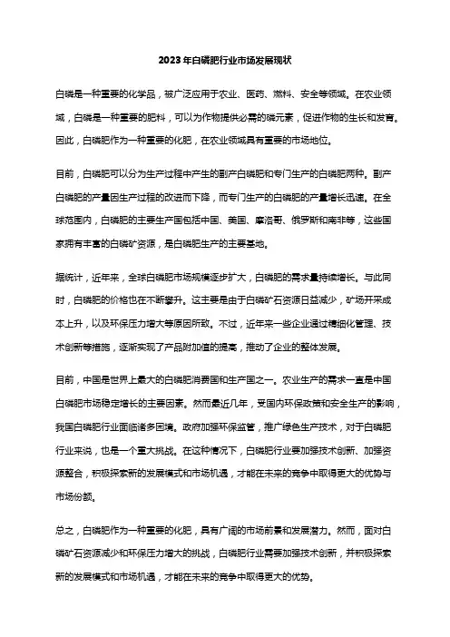 2023年白磷肥行业市场发展现状