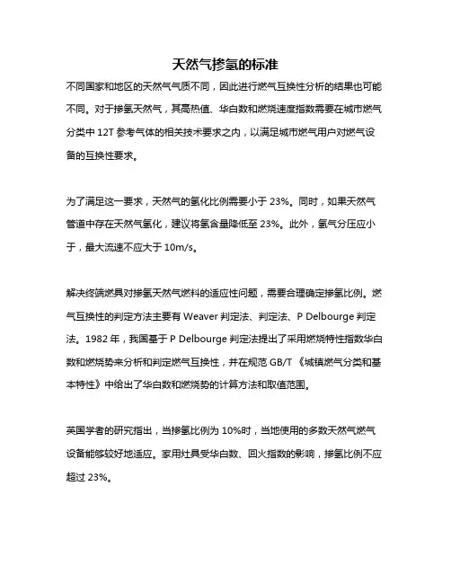 天然气掺氢的标准