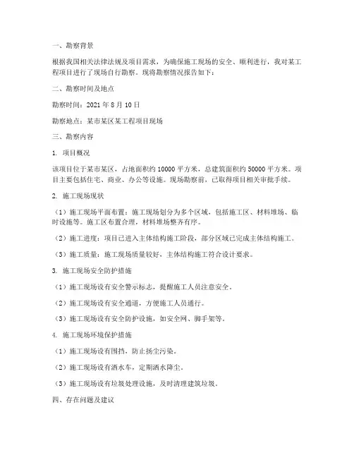 现场自行勘察情况报告