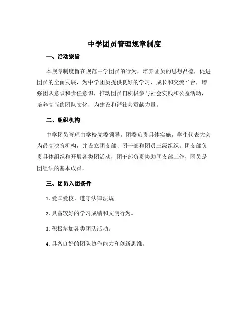 中学团员管理规章制度