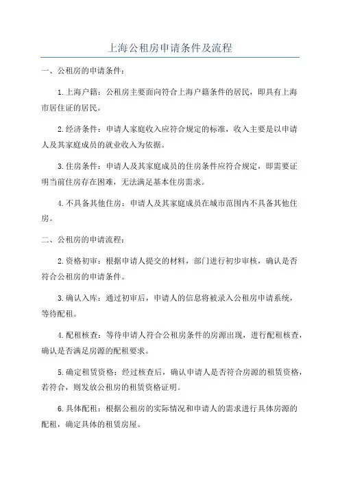 上海公租房申请条件及流程
