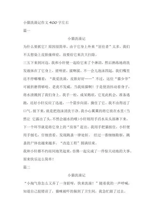 小猫洗澡记作文400字左右