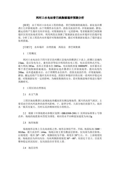 两河口水电站普巴绒集镇塌岸预测分析