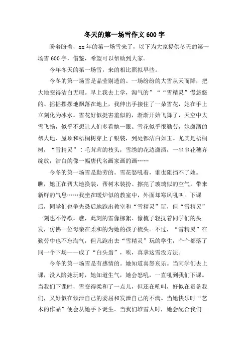 冬天的第一场雪作文600字