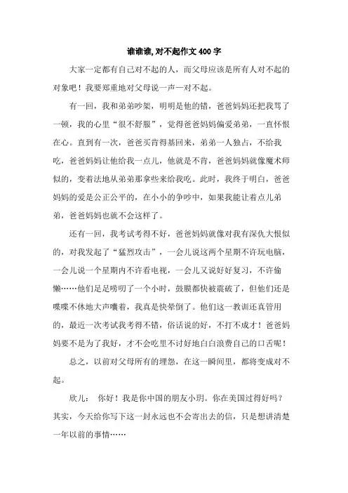 谁谁谁,对不起作文400字
