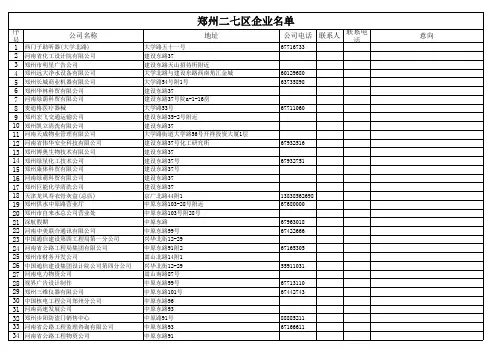 郑州市 二七区 企业名单