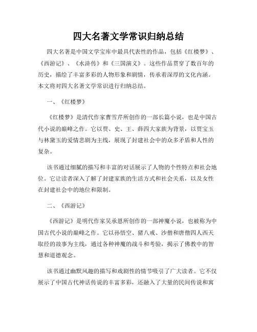 四大名著文学常识归纳总结