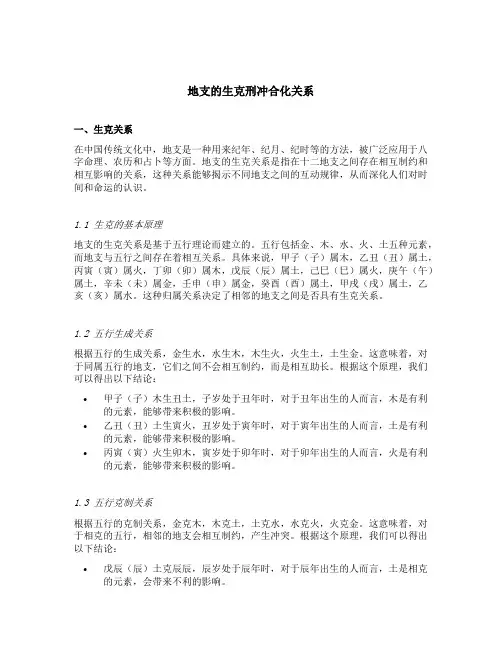 地支的生克刑冲合化关系