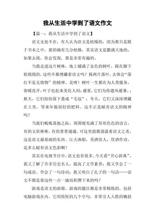 我从生活中学到了语文作文