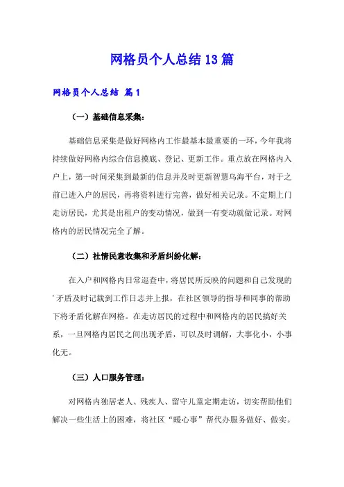 网格员个人总结13篇