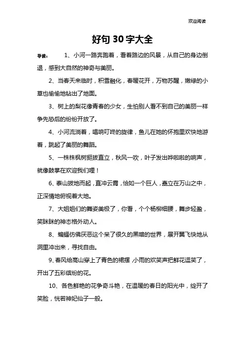 好句30字大全
